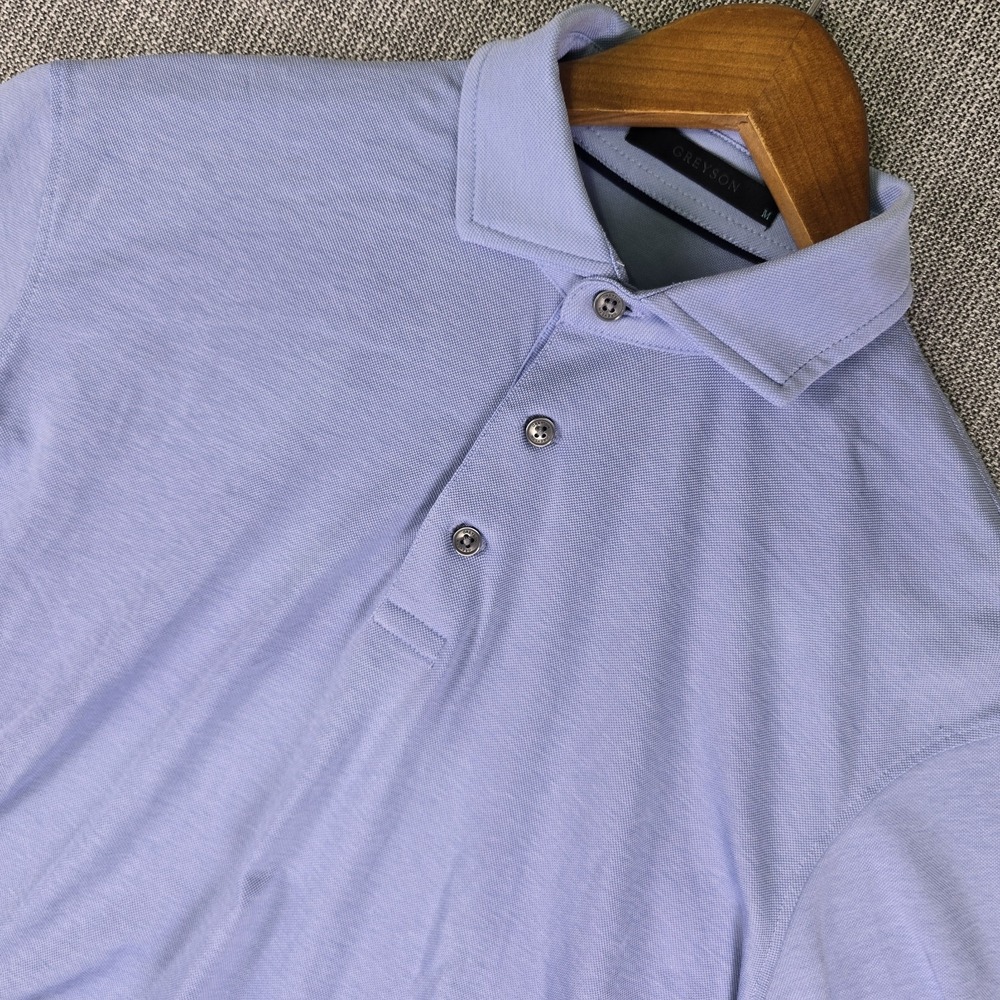 Greyson Omaha brrr Polo Golf Shirt Mens Medium Blue Melange Triple Chill *LOGO*